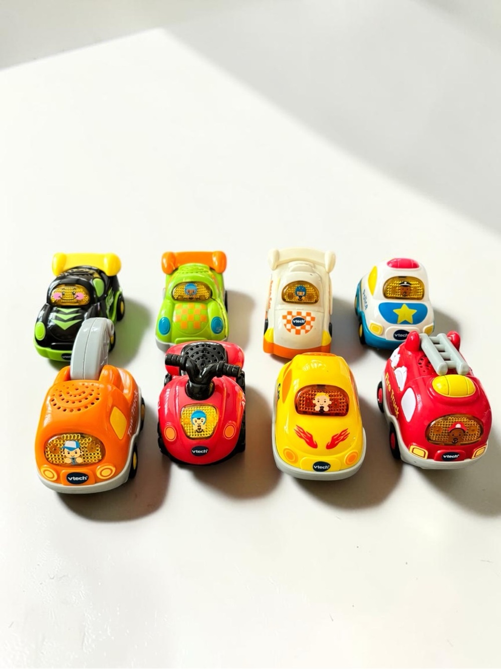 VTech Go! Go! Smart Wheels 8 Vehicle Lot Race Cars Fire Police Tow Truck ATV